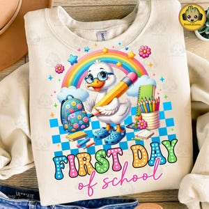 Funny Back To School Goose Png, Happy First Day Of School Png, Trendy School Kids Goose Png, Teacher Goose Png, Boys Girls School Shirt Png