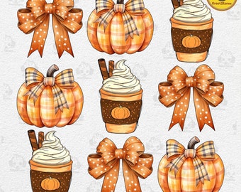 Fall Coquette PNG, Autumn Pumpkin Png, Retro Fall Pumpkin Bow Png, Fall Coffee Png, Fall Season Png, Fall Autumn Design, Fall Vibes Png