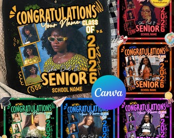 Graduation 2026 PNG Editable Canva Template, She Did It Senior 2026 Shirt Design, Congratulations Graduate PNG Download