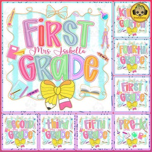 Custom Grade Teacher Png Bundle, Back to School Png, Teacher 1st/2nd/3rd Grade Designs, Retro Teacher Team Shirt, First Day Of School Png