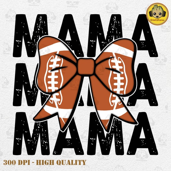 Bow Football Mama Sport Png, Sport Mama Png, Gift For Mom, Mother's Day Png, Retro Mama Shirt Design, Happy Mother's Day, Instant Download