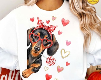 Valentine Dachshund Dog PNG, Funny Sausage Dog Valentine Design, Dachshund Is My Valentine PNG, Dog Mom Valentine's Day PNG, Love Puppy Png