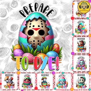 10 Prepare To Dye Killer Easter Chibi Png Bundle, Horror Easter Png Bundle, Happy Easter Day Png, Funny Easter Png, Horror Movie