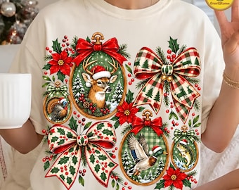 Christmas Camo Hunting PNG, Vintage Glitter Deer Design, Girly Christmas Hunting Shirt for Kids, Holiday Sublimation, Digital File