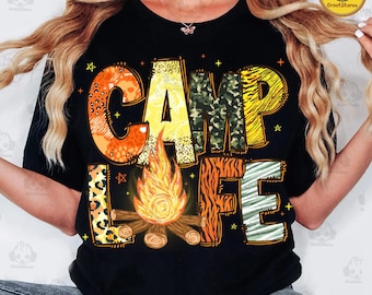 Vida de campamento (Png), Modo camping (Png), Verano retro (Png), Aventura familiar, Diseño de sublimación, Aire libre, Diseño de camiseta de camping, Camping vintage