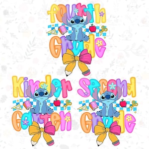 Blå Alien tillbaka till skolan PNG-paket, preppy förskoleklass till 4:e klass, tecknad första skoldagens design, tecknad pastellrosett PNG, söt skola PNG bild 2