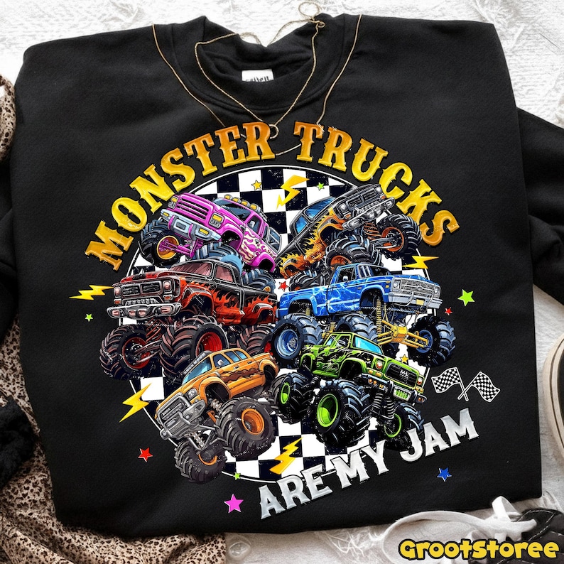 Monster Trucks Are My Jam PNG, Monster Truck Boy Shirt Design, Kids Truck Sublimation PNG, Boy Easter Png, Digital Download image 3