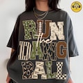 Patchwork Run the Dang Ball PNG, Football Mom Leopard Sublimation, Retro Game Day Shirt Design, Touchdown Football Season