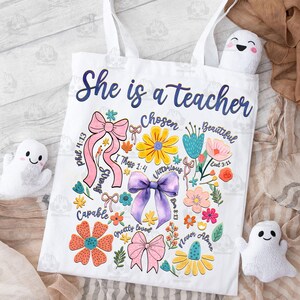 Profesora Boho Floral Png, Profesora Preppy Png, Vida de Profesora Coqueta Png, Regalo de Agradecimiento al Profesor, Profesora Retro Flores Silvestres Png imagen 4