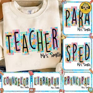 Custom School Occupation PNG Bundle, Teacher Sped Para Librarian Png, Back to School Png, Preppy First Day of School Png, Custom Teacher Png
