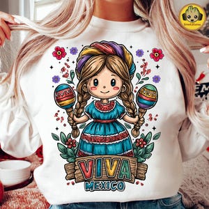 Viva Mexico Rag Doll Clipart Png, Mexican Folk Art PNG, Espooky Vibes PNG, Halloween Mexican Conchas Ghost Png, Pantasmas Pan Dulce Png