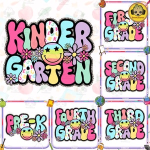 Retro Back to School Bundle, Kindergarten, First Day Of School, School Png, Retro PNG, First/Second/Third Grade Design, School Bundle Png
