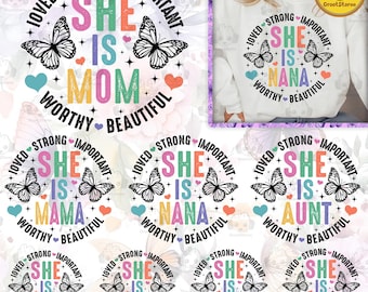 She Is Mom/ Mama/ Mum/ Gigi Png Bundle, Retro Mother PNG, Blessed Mom Png, Mom Shirt, Mom Life Png, Mother's Day Png,Gift for Mom,Retro Mama