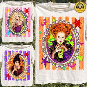 Neon Halloween Coffee PNG, Striped Horror Movie Characters, Funny Doll Face PNG, Just Here For The Witches, Summerween Sublimation
