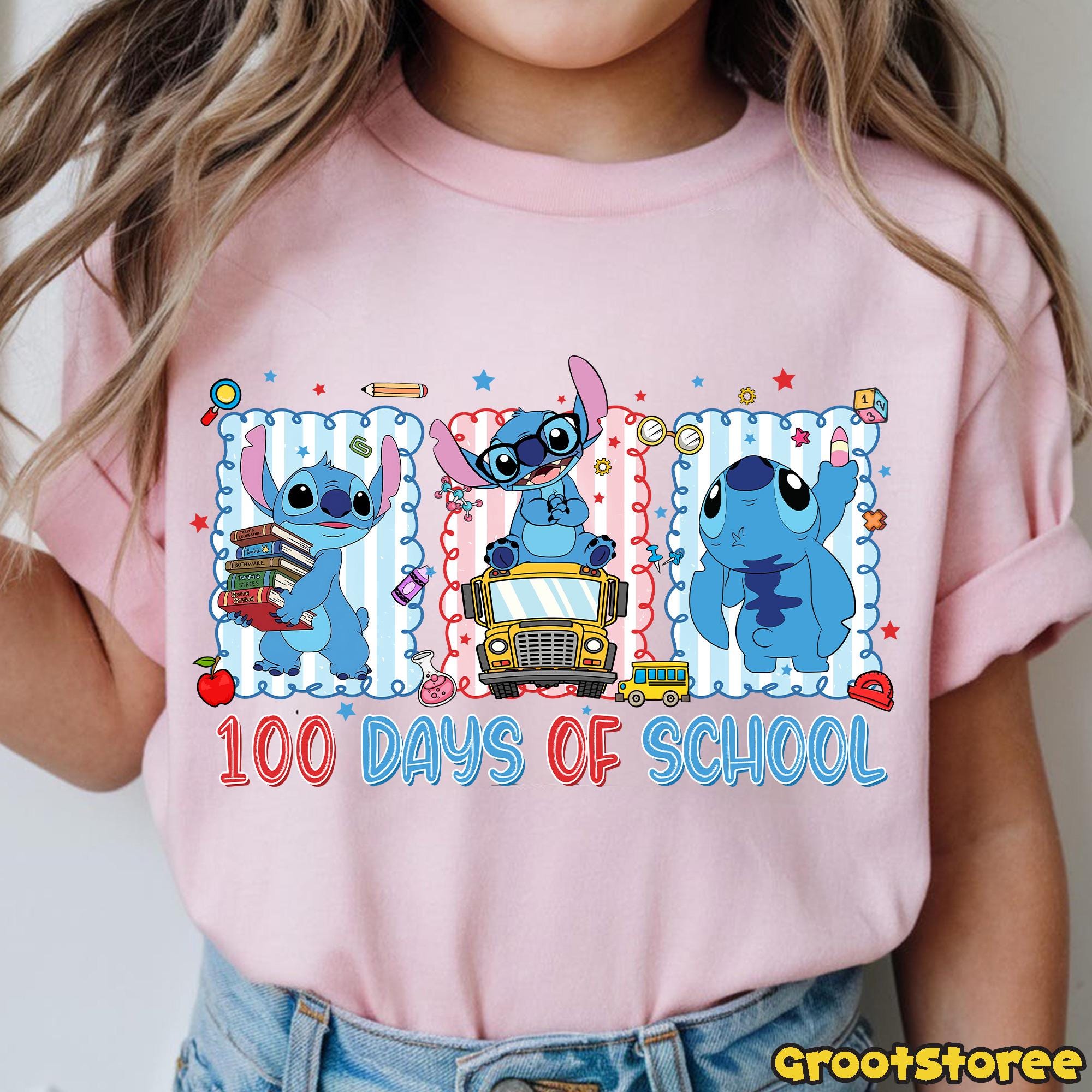 Happy 100 Days of School PNG, School 100th Day Cartoon Shirt Design ...