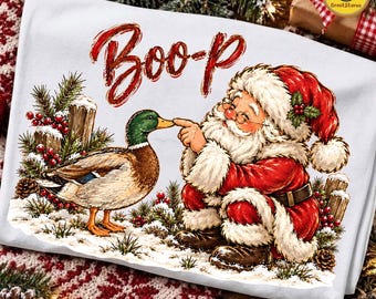 Santa Claus Boop PNG, Christmas Duck PNG, Retro Christmas PNG, Funny Santa Duck Design, Trendy Xmas Sublimation, Holiday Shirt