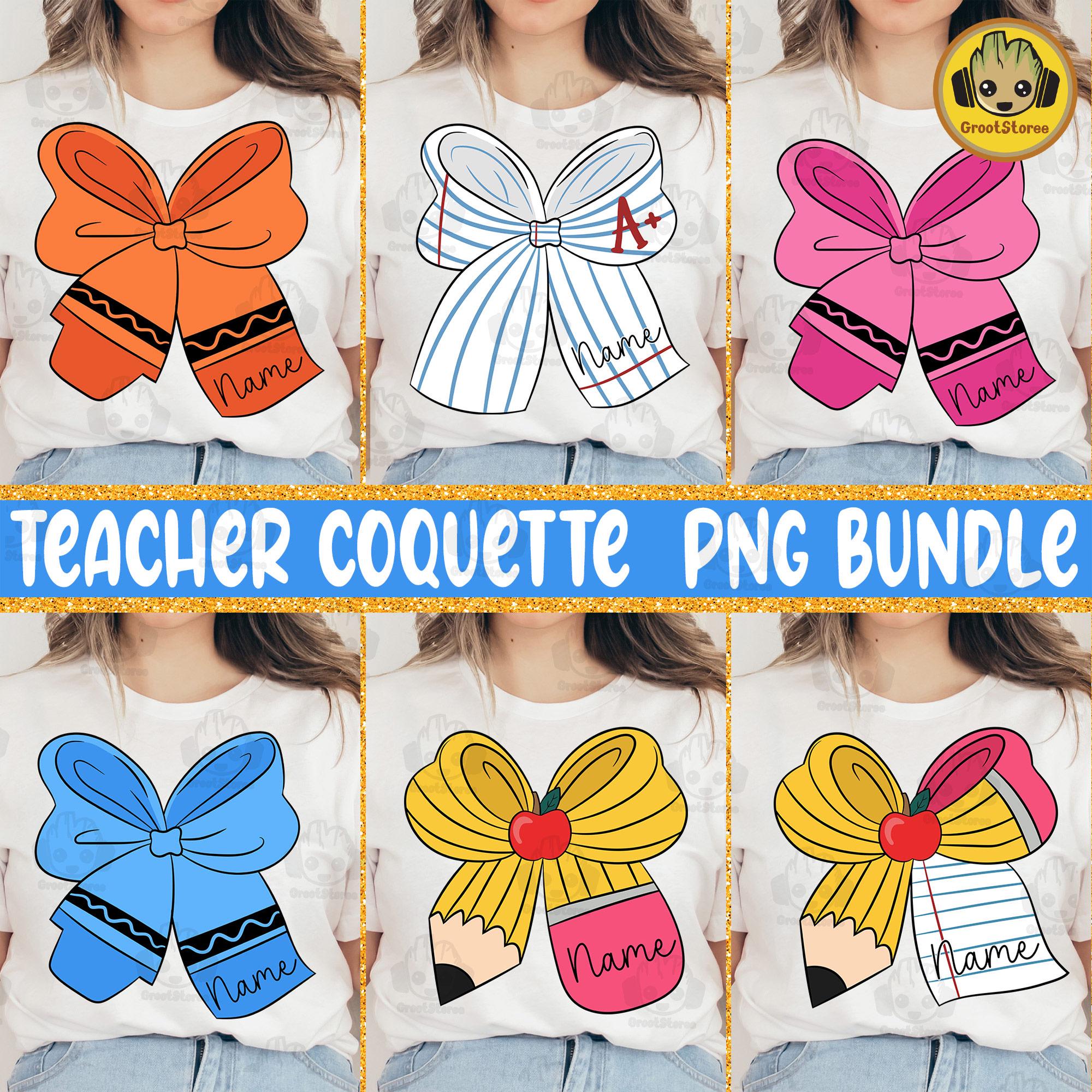 Custom Teacher Pencil Png Bundle, Custom Teacher Name Png, Teacher Coquette Bow Png Bundle, Pencil Bow Png, School Coquette Png, Teacher Png