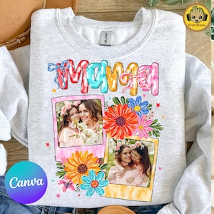 Custom Canva Mama Kids Photo Png, Mothers Day Png, Canva Add Photos, Mom Floral Coquette Bow Png, Flowers Hand drawn, Gift For Mom