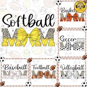 Sport Softball/ Baseball/ Basketball Mom With Bow Png, Happy Mother’s Day Png, Sport Mom Design Png, Mother&#39;s Day Gift, Digital Download