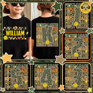 Custom Back To School Camouflage Png Bundle, Kindergarten Dude, Pre K Png, First Day Of School Png, Retro First/ Second/ Third Grade Design