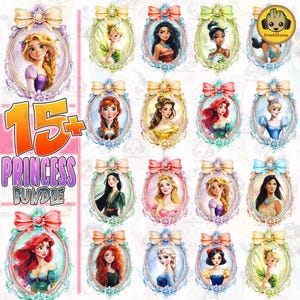 Watercolor Princess Png Bundle, Mirror Princess Castle Png, Cartoon PNG Clipart, Princess Coquette Png, Family Trip Png, Family Vacation Png