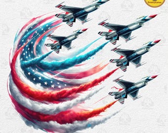 Patriotic American Flag Jet Fighter Png, Red White Blue Png, Military USA Flag Png, Air Force 4th Of July Sublimation, Independence Day Png