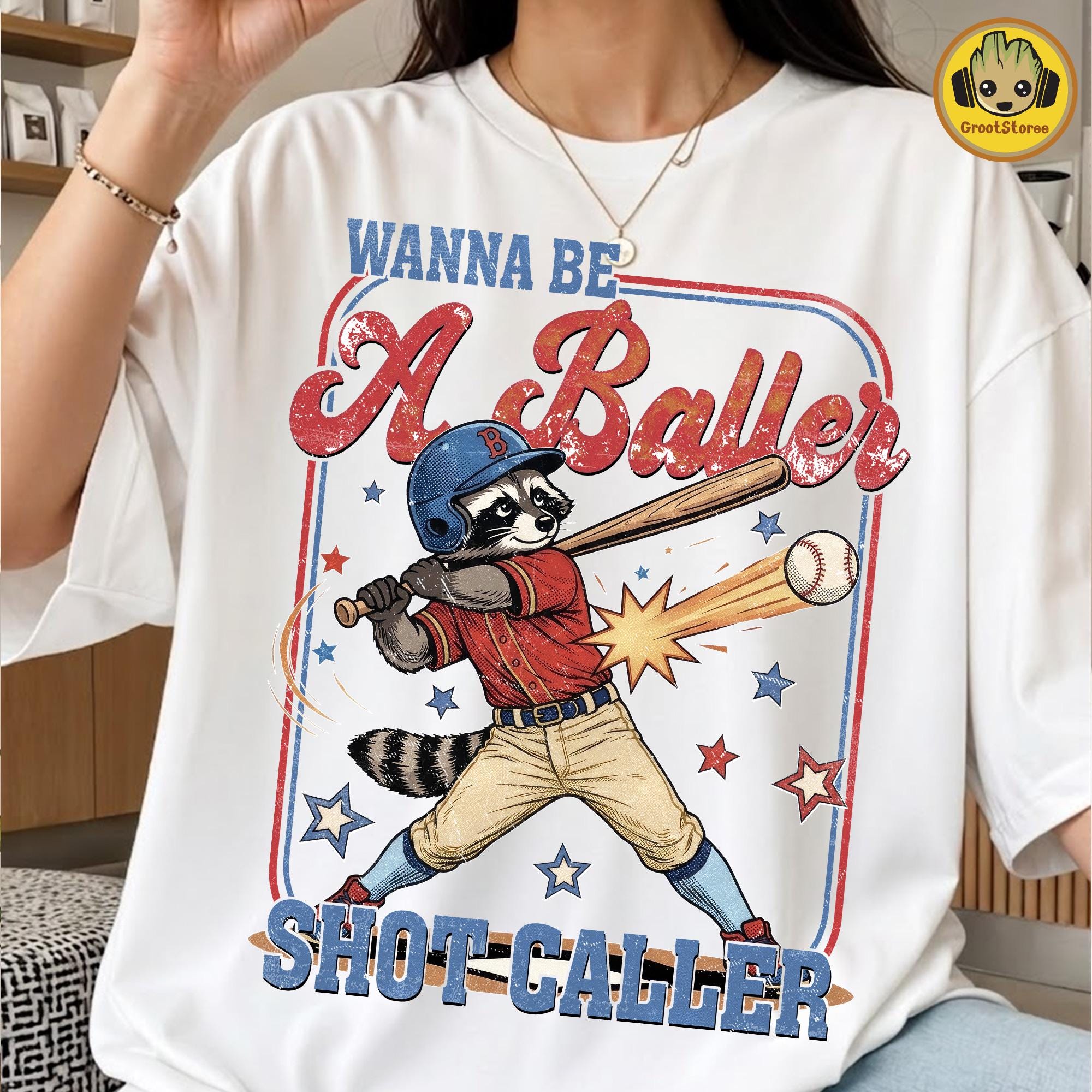 Baseball Raccon Retro Baseball Raccoon PNG, Wanna Be A Baller Shot Caller Design ...