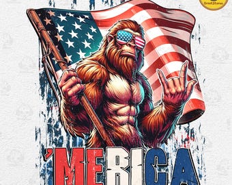 Funny Patriotic Bigfoot Design Png, Red White And Bigfoot Png, Stay Trashy America Png For Sublimation, 4th Of July Png, Funny Bigfoot Png