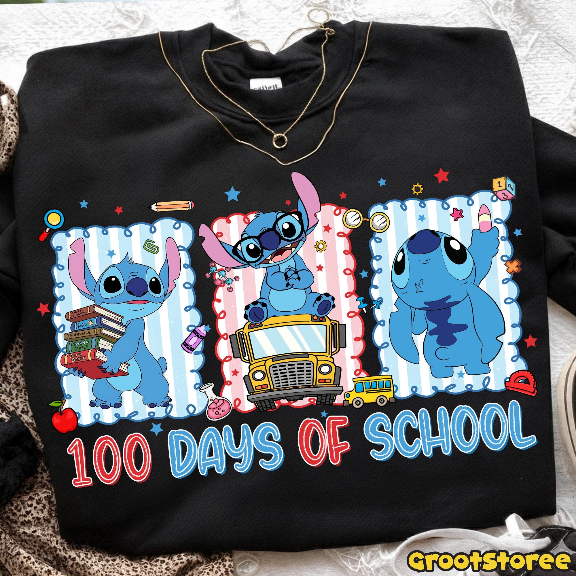 Happy 100 Days of School PNG, School 100th Day Cartoon Shirt Design ...