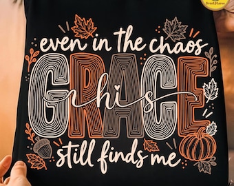 His Grace PNG, I Will Praise Him In Every Season, Retro Christian Fall Design, Coquette Thanksgiving PNG, Pumpkin Bible Cross