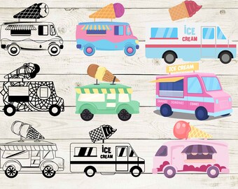 camión de helados SVG png, cono de helado SVG, helado SVG png, clipart de helado, playa SVG, verano SVG, sublimación de corte Cricut.