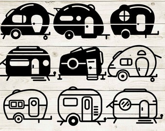 Camper Trailer Svg - Camping Svg - Camper Clipart - RV Svg - Camper Trailer Silhouettes - Camper Cut Files For Cricut - Instant Download.
