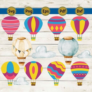 hot air balloon svg, hot air balloon png, hot air balloon, balloon svg,  balloon clipart, adventure svg, cloud svg, cricut sublimation, cut.