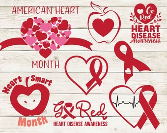 heart month svg, heart disease svg, heart warrior svg, heart awareness svg, heart health svg, i wear red svg, cricut, cut png dxf pdf eps.