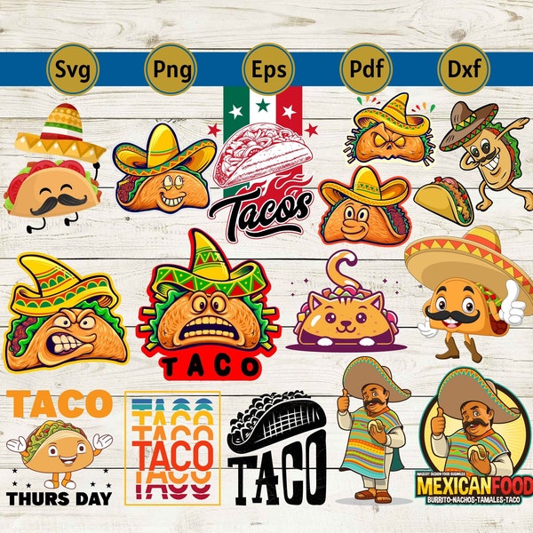 taco svg, comida mexicana svg, cinco de mayo svg, margarita svg, mexico svg, latina svg, cricut cut file, clipart, sublimación, silueta, dxf