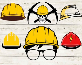 Schedel met helm SVG, bouw Svg, ingenieur SVG, bouw SVG, Cricut & silhouet afdrukbare Vector Cricut gesneden Png Dxf Jpg Eps.
