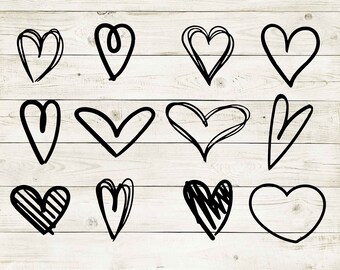 hand drawn heart svg, open heart svg, heart svg, heart clipart, sketch heart svg, heart svg bundle, love svg, silhouette, cricut, cut file.