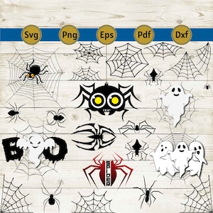 Spider Web SVG Bundle, Spider Web PNG Bundle, Spider Web Clipart, Halloween Svg Spider Web Silhouette, Cobweb Svg Cut Files for Cricut, png.
