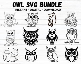 búho SVG, búho PNG, clipart de búho, estampado de búho, camiseta de búho, búho DXF, pájaro silvestre SVG, animal del bosque SVG, búho cortado con láser, Cricut, silueta, calcomanía