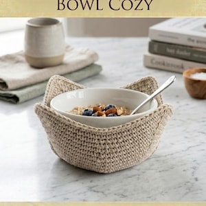 Crochet Bowl Cozy Pattern PDF, Microwave Bowl Cozy Crochet Pattern, Reversible Bowl Holder, Kitchen Crochet Pattern, Instant Download.
