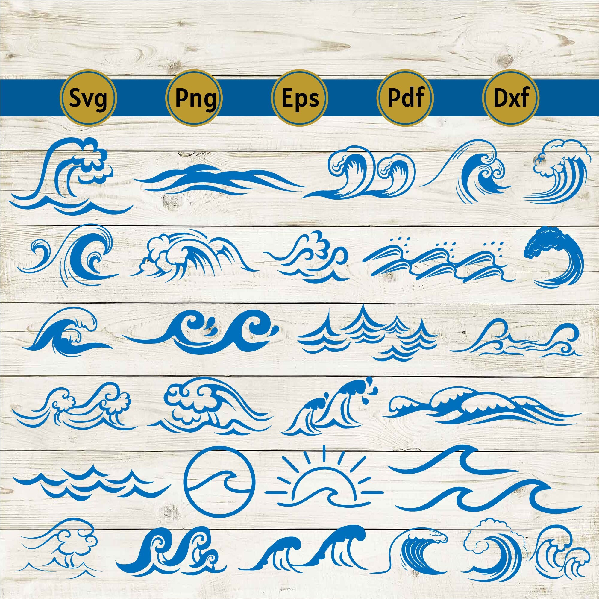 Ocean Wave Svg, Wave Svg, Wave Png Clipart, Sun and Wave Svg, Beach Svg