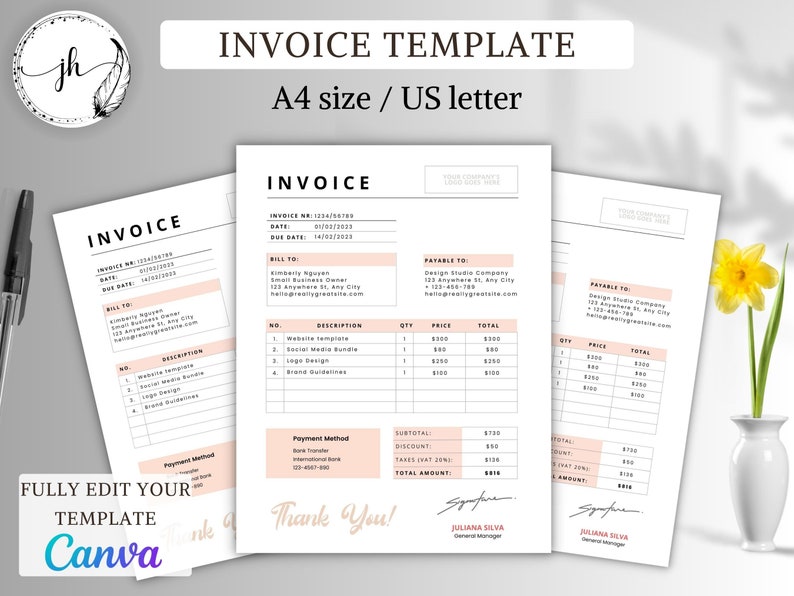 Pink Requisition Form Invoice Template Editable Pink Order Form Template Printable - Etsy