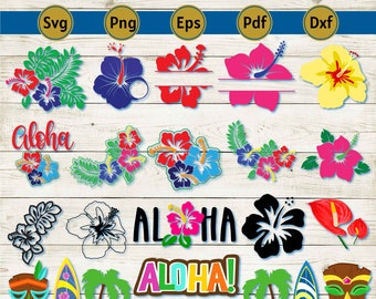 hawaiian svg, hawaii svg, aloha svg, hibiscus svg, tropical svg, summer svg, beach svg, hibiscus flower svg, sea turtle svg, svg files, dxf.