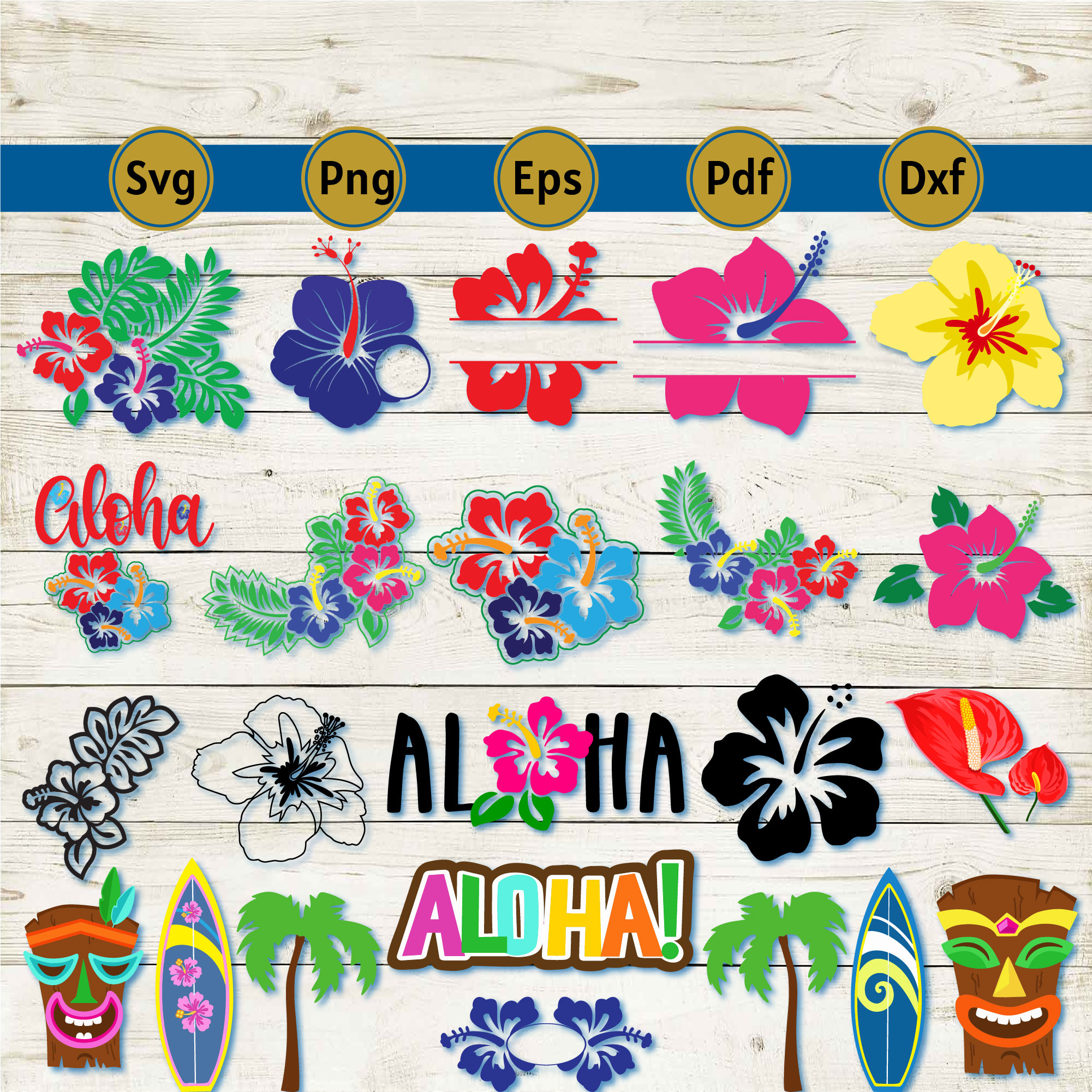 Hawaiian Svg, Hawaii Svg, Aloha Svg, Hibiscus Svg, Tropical Svg, Summer