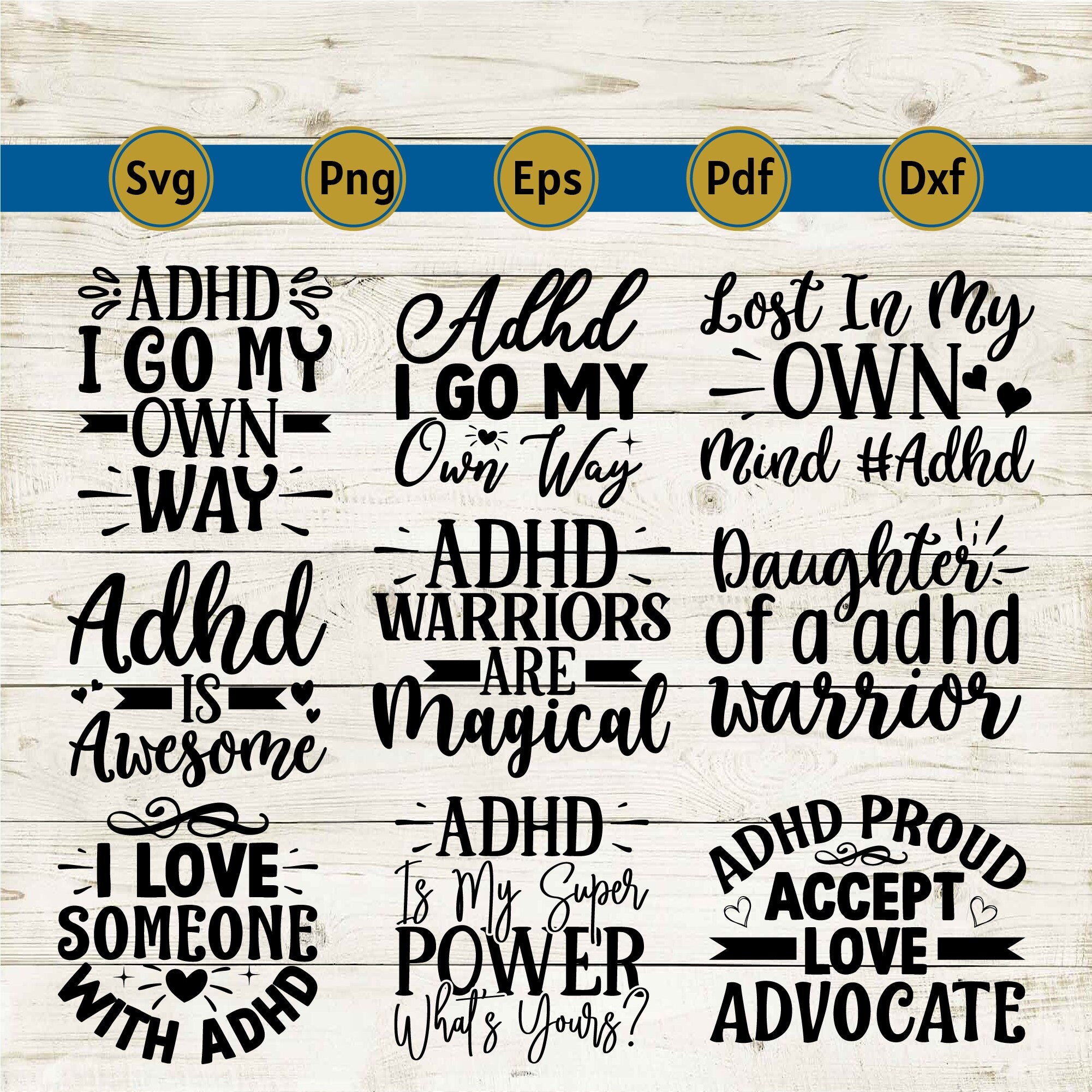 Adhd Awareness Svg, Adhd Svg, Adhd Shirt, Adhd Sticker, Autism Svg ...