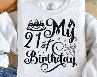 21st birthday svg, 21st birthday gift for her, 21st birthday shirt, 21st birthday gift, 21st birthday decoration, silhouette, cricut, cut.