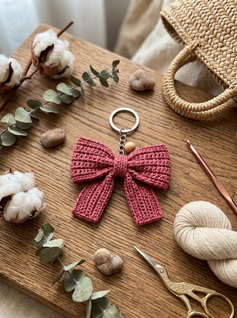 Crochet Bow Keychain Pattern PDF, Crochet Keychain Pattern, Bow Bag ...