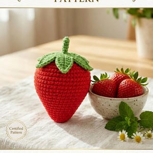Strawberry Crochet Pattern | Realistic Amigurumi Plush Tutorial (PDF Download)