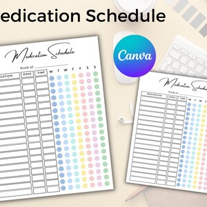 Medication Log Printable | Weekly Medicine Schedule | Vitamin Tracker | Chart for Nurses and Caregivers