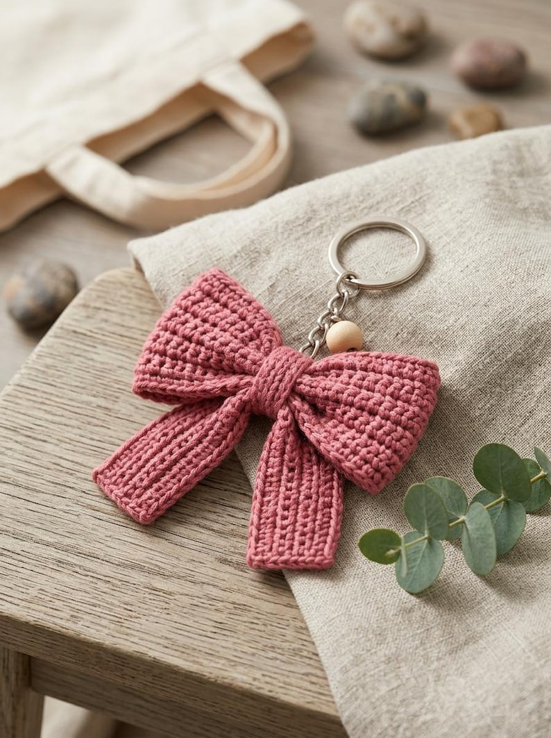 Crochet Bow Keychain Pattern PDF, Crochet Keychain Pattern, Bow Bag ...